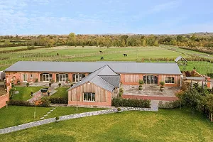 Aerial shot of barns