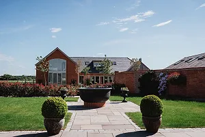 Orchard barn and fountain