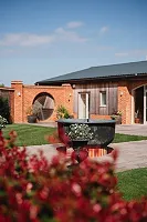 Fountain and hobbit hole