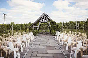 Outdoors in front of the summer house