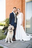 Bride, Groom and Labrador