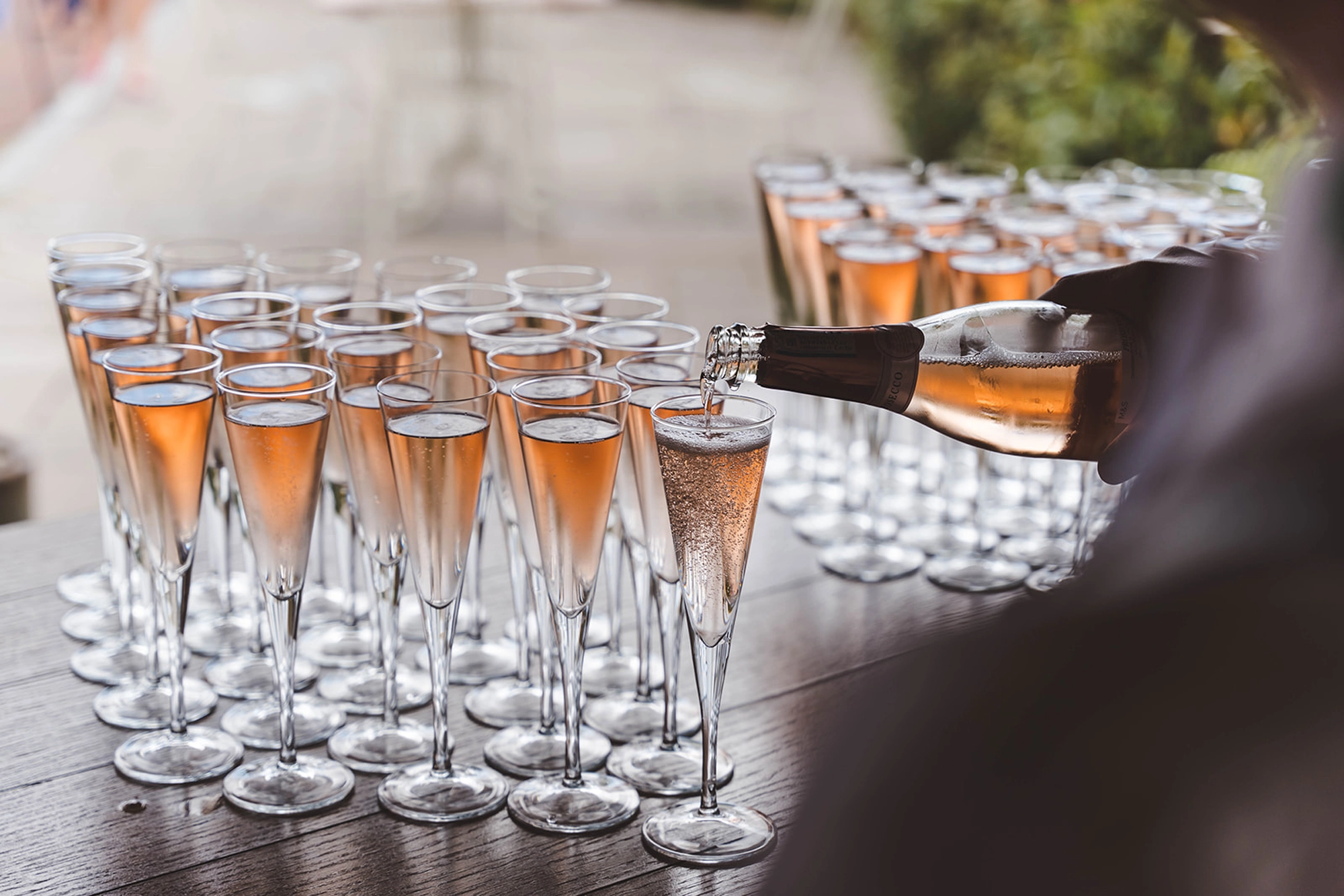 Reception drinks being poured